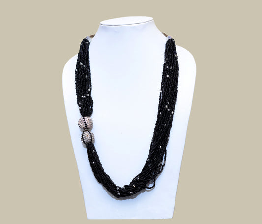 Black Silver Glass Necklace