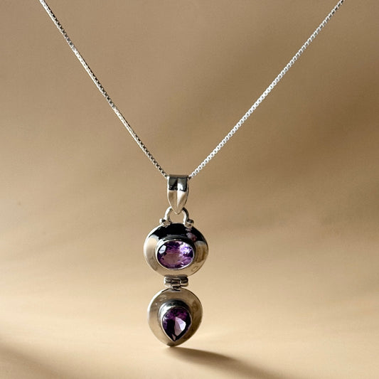 2 Stone Amethyst Pendant