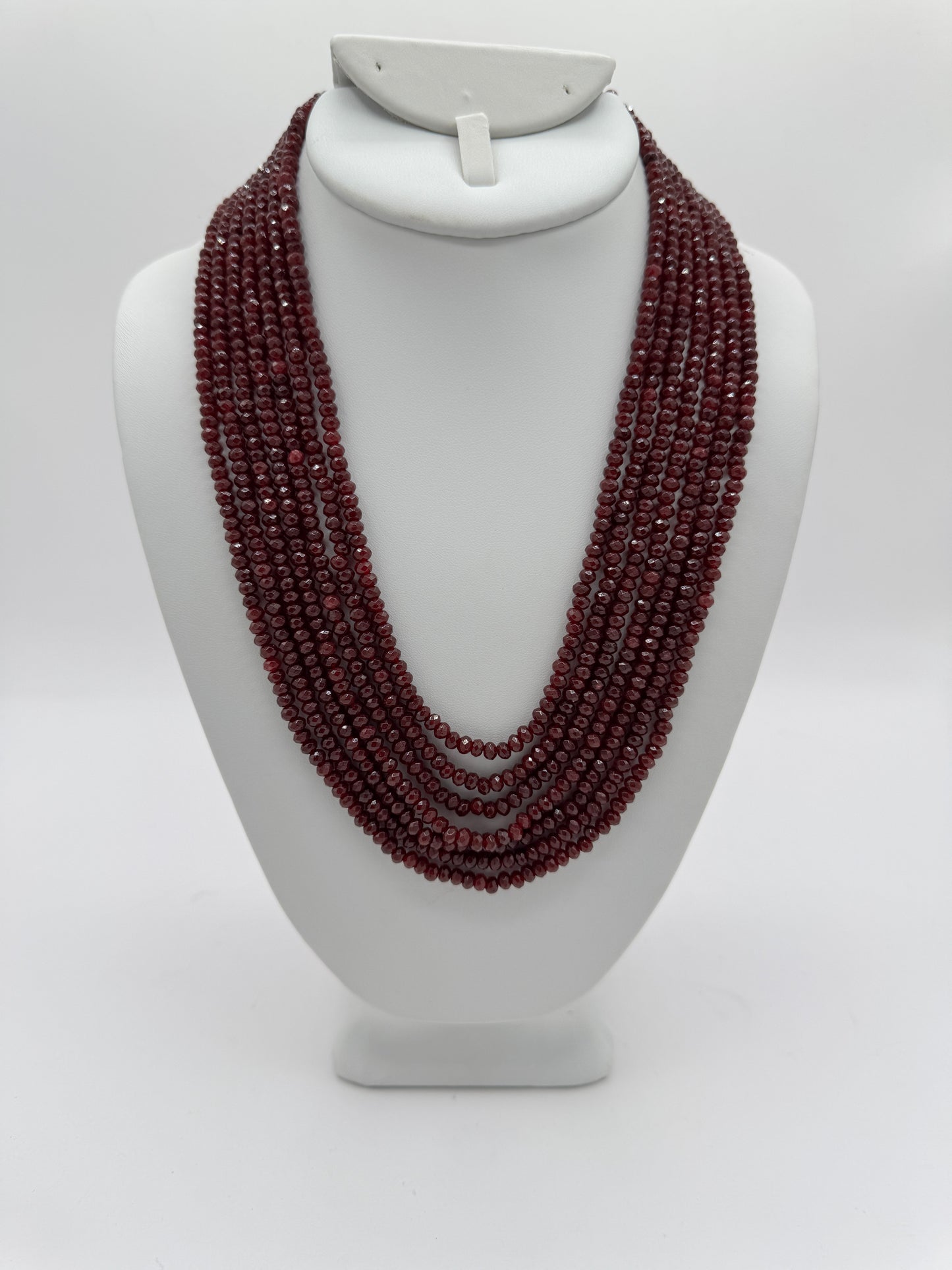 7 Layered Maroon Onyx Necklace