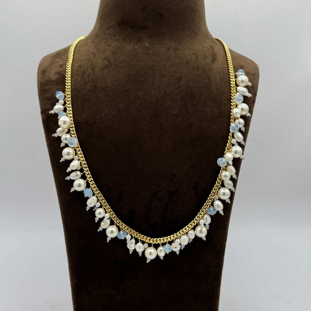Baroque Pearl and Swarovski Pearl Long Statement Necklace 