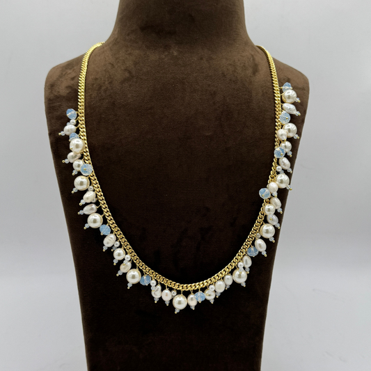 Baroque Pearl and Swarovski Pearl Long Statement Necklace 
