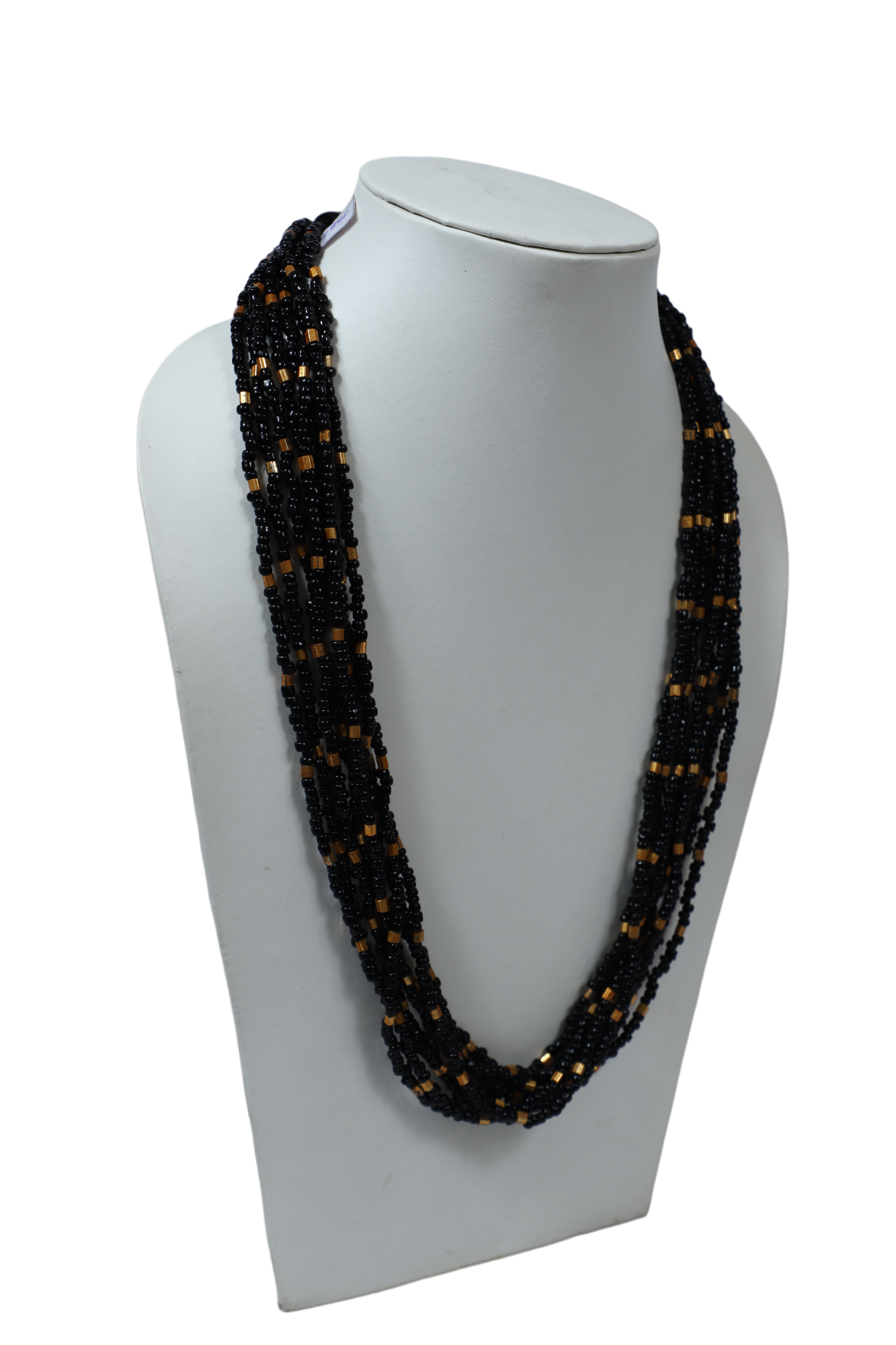 Black And Golden Seed Bead Necklace