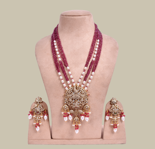 Maroon And Green Onyx Necklace