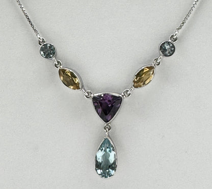 Multi Gemstones, Sterling Silver Rhodium