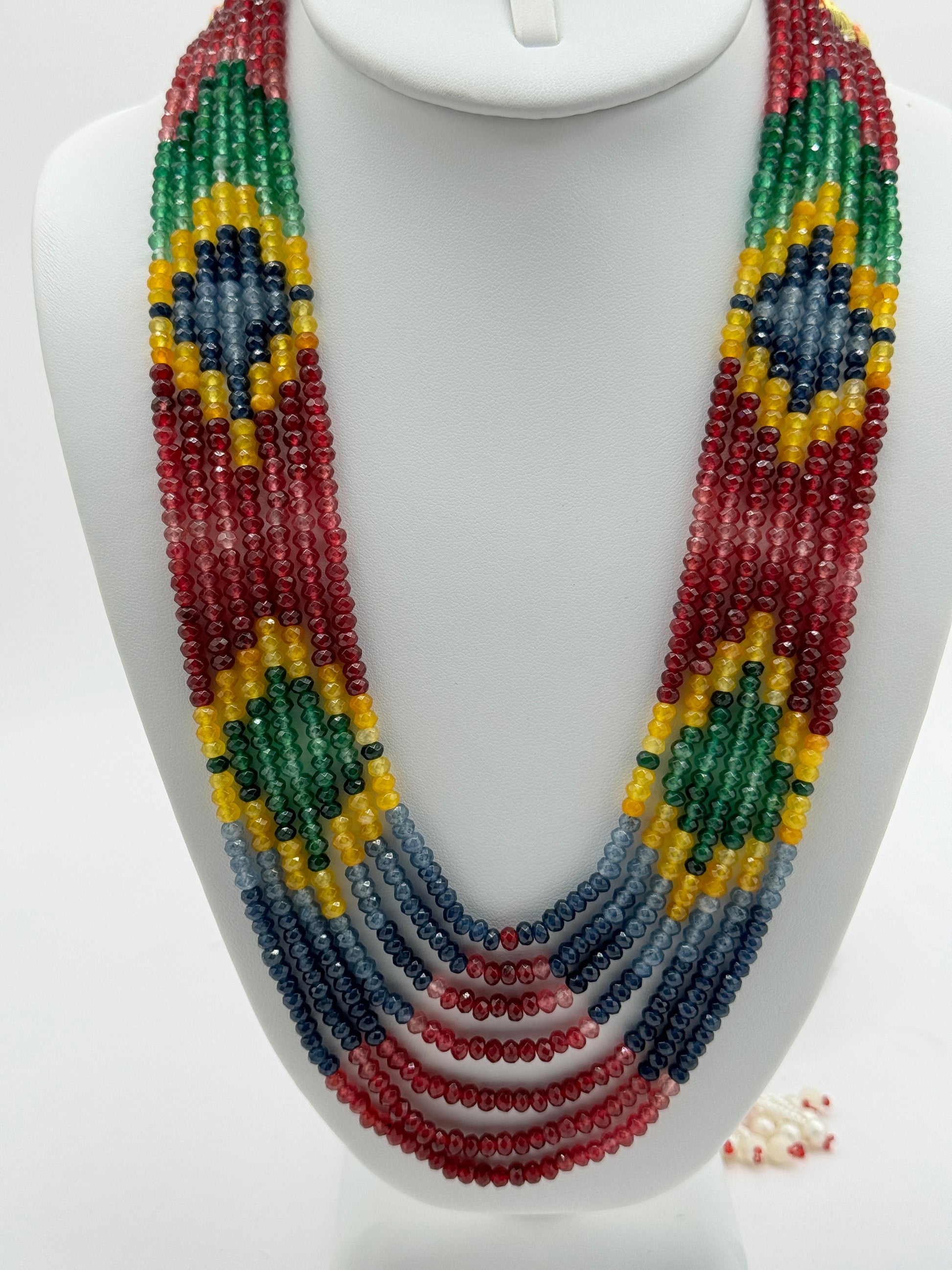 Stylish 7 Layer Colored Onyx Necklace