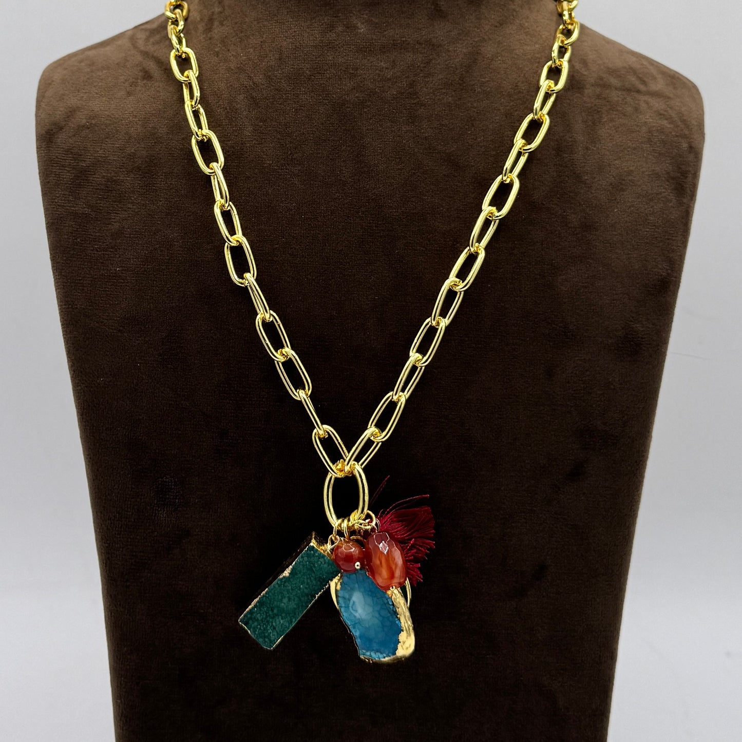 Multi-Agate Charm Necklace 