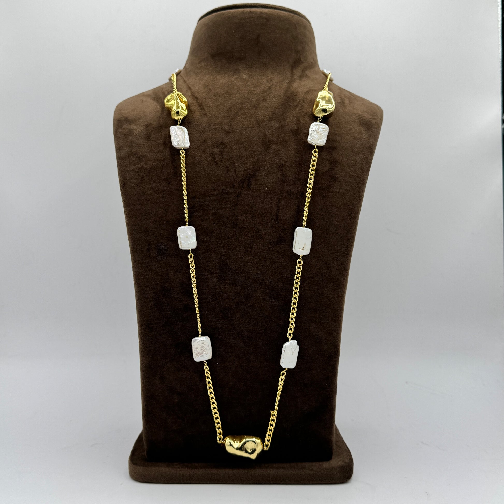 Real Baroque Semi-Precious Pearl Long Necklace