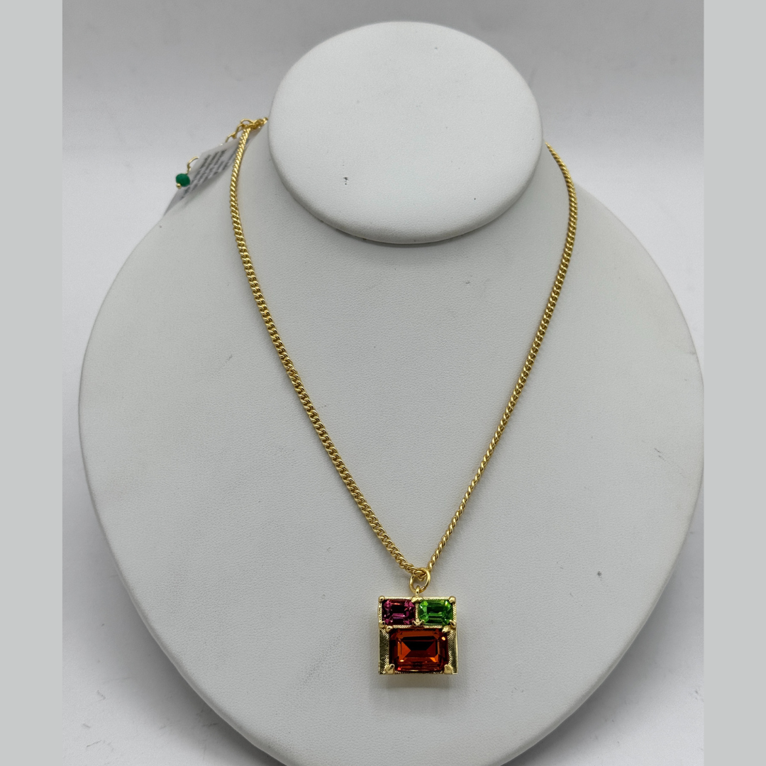 Stone Swarovski Crystal Pendant Necklace