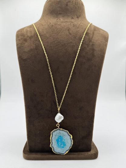 Turquoise Stone Multi-Row Twisted Necklace