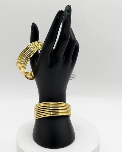 Brass Metal Cuff Bracelet in 18K Gold Finish