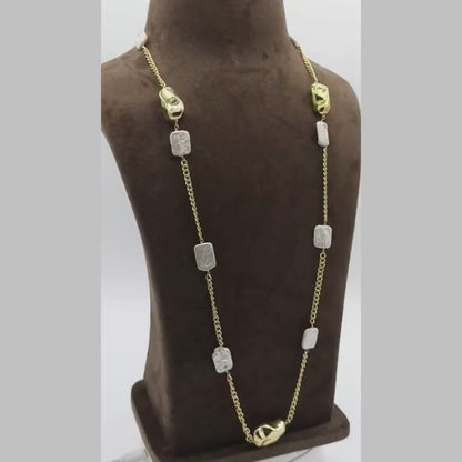 Real Baroque Semi-Precious Pearl Long Necklace | Brass Chain & Pearl Pendant