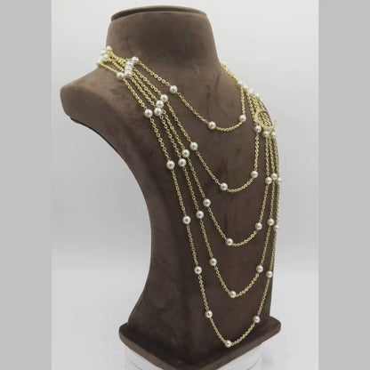 Statement Multi-Layer Ivory Pearl Necklace | Swarovski Pearls & Light Gold Finish