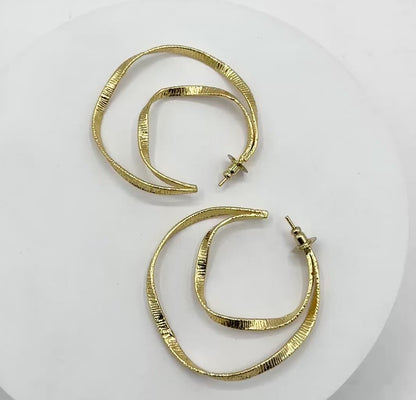 Brass Textured Double layered hoop Earring