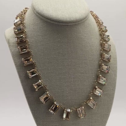 Swarovski Crystal Element Large Statement Necklace in Golden Shadow